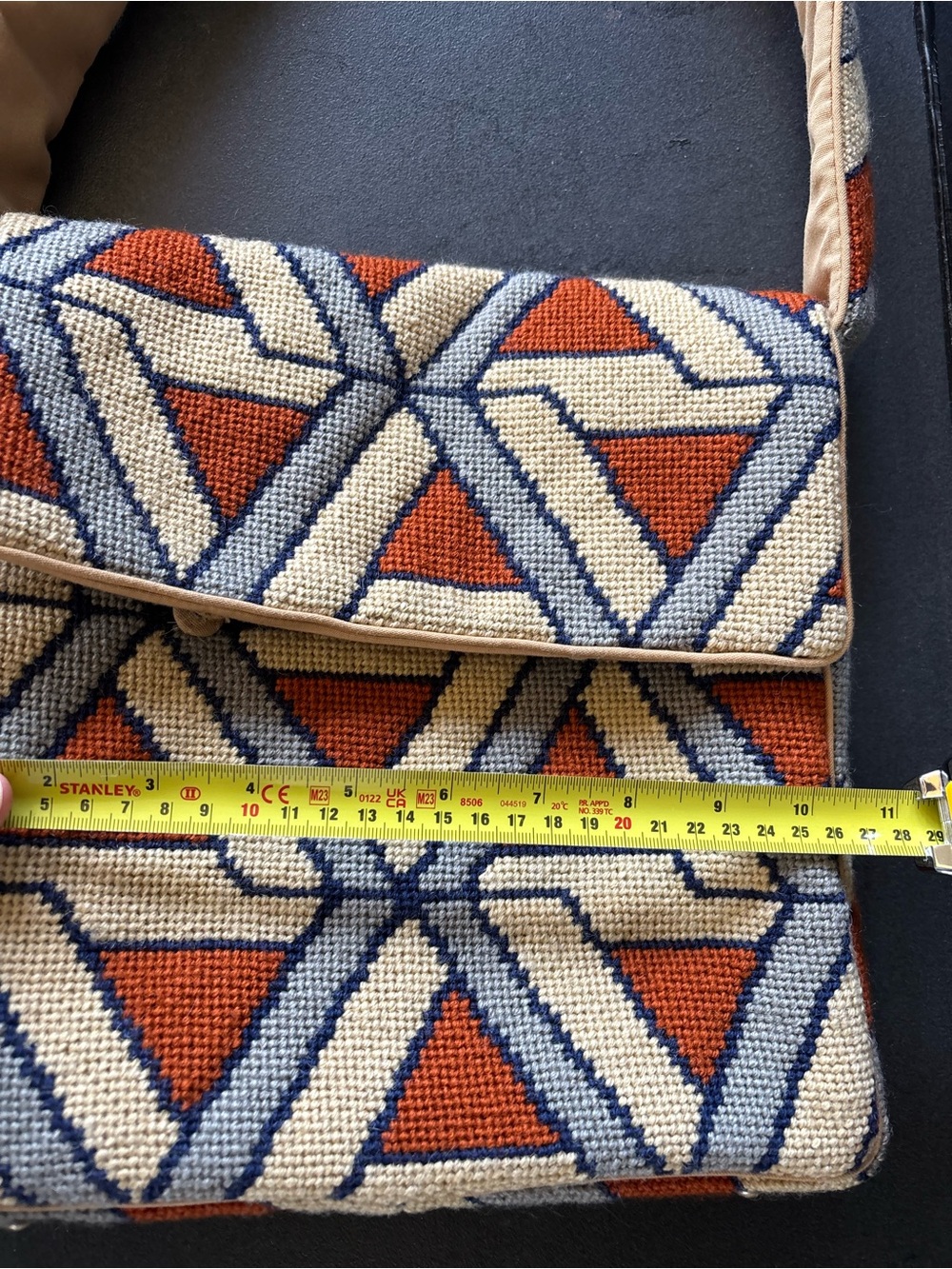 Tapestry Shoulder Bag, Classy, Rare, Handmade, Geometric, Autumn, One Of A Kind - Picture 14 of 15